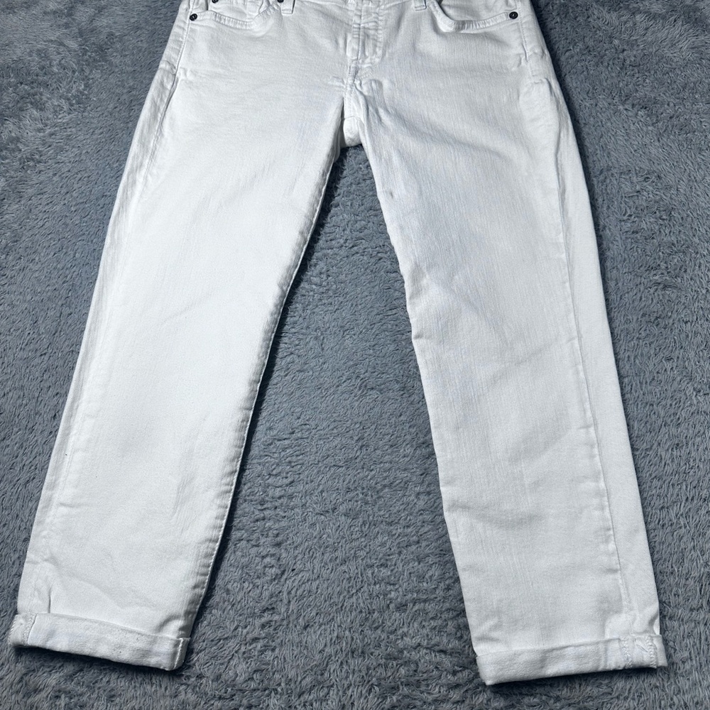 7 For All Mankind‎ White skinny crop&roll white Jeans